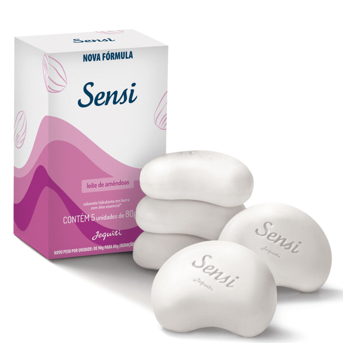 Jequiti Sensi Leite de Amêndoas Sabonete Hidratante em Barra 5x80g